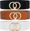 upgrade your style with women's 3-pack elastic cinch belts - wide, stretchy, and retro buckle design logo