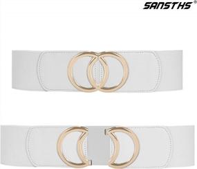 img 1 attached to Upgrade Your Style With Women'S 3-Pack Elastic Cinch Belts - Wide, Stretchy, And Retro Buckle Design