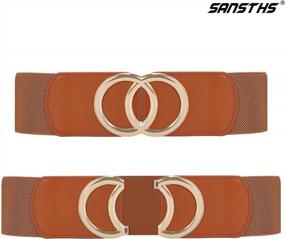 img 2 attached to Upgrade Your Style With Women'S 3-Pack Elastic Cinch Belts - Wide, Stretchy, And Retro Buckle Design