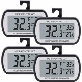 img 4 attached to Keep Your Food Fresh With AEVETE Refrigerator Thermometer - Digital Fridge Freezer Temperature Gauge - Magnetic Back - Large LCD - Easy To Read - Pack Of 4 - Black
