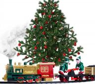 christmas train set for under the tree with lights, and sounds - holiday train around christmas tree w/large tracks electric train set with 160 inches of track and 2 xmas elves - gold логотип