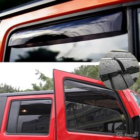 img 3 attached to 🚙 AUXMART 4-Piece Side Window Deflectors Wind Rain Shade Visor Guards for Jeep Wrangler 4-Door (2007-2017 JK) - Window Rain Guards, Not Compatible with JL