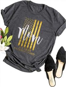 img 2 attached to Women'S Mom US Army National Guard Vintage Short Sleeve T-Shirt With Printed Lettering Crewneck Tee