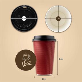 img 1 attached to 🔥 [Bulk Pack of 12] Insulated Double Wall Paper Hot Coffee Cups 16 oz, Espresso Cup with Lids, Burgundy - Ideal for Increased Heat Retention