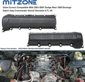 img 3 attached to MITZONE Left And Right Side Valve Covers With Gaskte And Bolts Compatible With 2001-2007 Dodge Ram 1500 Durango Dakot Jeep Commander Grand Cherokee 4