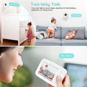 img 1 attached to 👶 Simyke Video Baby Monitor with 2 Cameras and Audio - 3.5" LCD Digital Display, 2-Way Talk, Infrared Night Vision, 2X Zoom, Temperature Detection, VOX, Auto Lullaby - Advanced Baby Monitoring