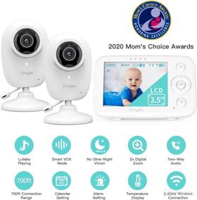 img 3 attached to 👶 Simyke Video Baby Monitor with 2 Cameras and Audio - 3.5" LCD Digital Display, 2-Way Talk, Infrared Night Vision, 2X Zoom, Temperature Detection, VOX, Auto Lullaby - Advanced Baby Monitoring