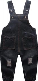 img 4 attached to KIDSCOOL SPACE Toddler's Unisex Jean Overalls with Bib Pockets, Denim Workwear