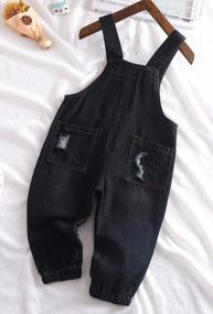 img 3 attached to KIDSCOOL SPACE Toddler's Unisex Jean Overalls with Bib Pockets, Denim Workwear