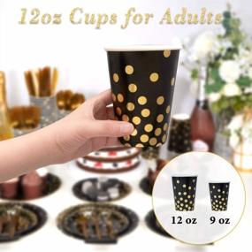 img 2 attached to Complete New Year'S Eve Party Kit: Decorlife Black Paper Plates, Cups, And Napkins Set For 24 Guests With Elegant Black And Gold Design