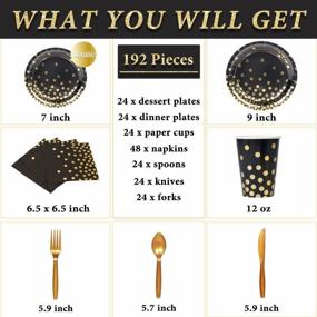 img 3 attached to Complete New Year'S Eve Party Kit: Decorlife Black Paper Plates, Cups, And Napkins Set For 24 Guests With Elegant Black And Gold Design