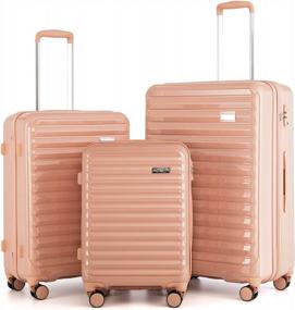 img 4 attached to Путешествуйте стильно с расширяемым набором багажа Coolife Sakura Pink из 3 предметов - замок TSA, чемоданы Spinner ABS + PC (20 дюймов, 24 дюйма, 28 дюймов)