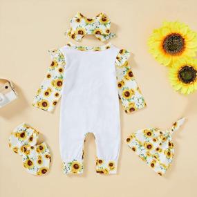 img 2 attached to Newborn Girl Romper With Letter Print Bodysuit, Jumpsuit, Hat, And Headband - Complete Coming Home Outfit Set By GRNSHTS