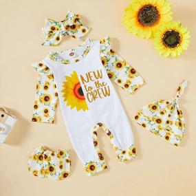 img 3 attached to Newborn Girl Romper With Letter Print Bodysuit, Jumpsuit, Hat, And Headband - Complete Coming Home Outfit Set By GRNSHTS