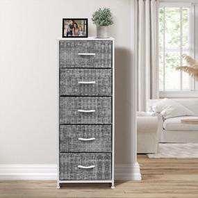 img 3 attached to Maximize Storage Space With Sorbus Fabric Dresser - Chest Of 5 Drawers, Stylish Clothing Organizer For Bedroom And Living Room With Steel Frame And Wood Handles