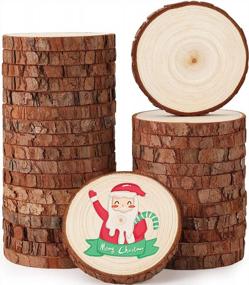 img 4 attached to 30 Unfinished Natural Wood Slices Circle Kit For DIY Rustic Wedding Decorations & Christmas Ornaments