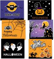 tuparka 30 pack halloween greeting cards with envelopes and halloween stickers, 6 halloween designs logo