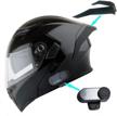 ride in style and comfort with 1storm motorcycle helmet bundle: hb89 modular flip-up cap and bluetooth intercom logo