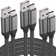 🔌 usb c cable 3-pack, 10ft 6ft 3ft, fast charging, nylon charger cord for lg stylo 5 4 g8x g8 v50 v40 thinq, samsung galaxy s10e s10 s9 plus, note 10 9, a10e a20e a20 a30 a40 a50 a70 a80, moto g7 z4 z3, zte, sony логотип