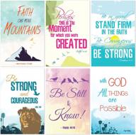 cavepop inspirational bible verse quote greeting cards stationary set, thinking of you encouragement cards with envelopes - 4 x 6 inches - 36 pack (6 designs) logo