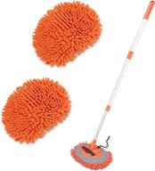 versatile 2-in-1 chenille microfiber car wash brush mop mitt with 45-inch aluminum alloy long handle – car cleaning kit brush duster, gentle yet effective cleaning tool to protect paint, scratch-free dust collector supply for washing trucks логотип