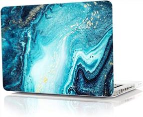 img 1 attached to Se7Enline Hard Shell MacBook Pro 13-дюймовый чехол A1278 с компакт-диском 2010/2011/2012 - дизайн Blue River Sand - включает в себя крышку клавиатуры и защитную пленку для экрана - модный и защитный чехол для ноутбука
