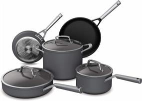 img 4 attached to Ninja C38000 Foodi NeverStick 8-Piece Cookware Set | Hard-Anodized, Nonstick & Oven Safe To 500°F | Slate Grey