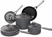ninja c38000 foodi neverstick 8-piece cookware set | hard-anodized, nonstick & oven safe to 500°f | slate grey logo