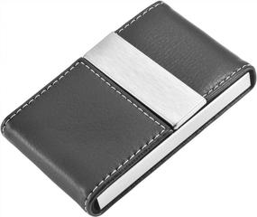 img 3 attached to Stylish And Durable Stainless Steel And Leather Magnetic Business Card Holder By Ayliss