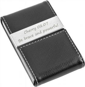 img 4 attached to Stylish And Durable Stainless Steel And Leather Magnetic Business Card Holder By Ayliss