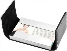 img 1 attached to Stylish And Durable Stainless Steel And Leather Magnetic Business Card Holder By Ayliss