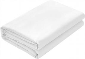 img 4 attached to Breathable Oversized 100% Egyptian Cotton Flat Bed Sheet, Easy to Wash, 600 Thread Count - 132 Inches x 110 Inches, White Solid