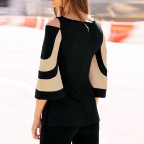 img 2 attached to Stylish And Chic: Litetao Off-Shoulder Patchwork Blouse For Women