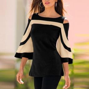 img 1 attached to Stylish And Chic: Litetao Off-Shoulder Patchwork Blouse For Women