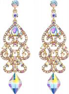 elegant rhinestone crystal floral chandelier dangle earrings for women's weddings logo