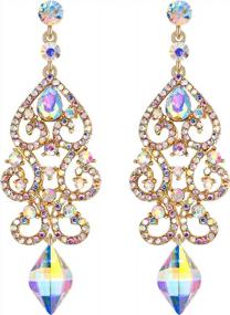 img 4 attached to Elegant Rhinestone Crystal Floral Chandelier Dangle Earrings For Women'S Weddings