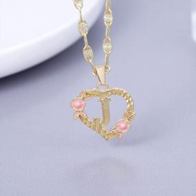 img 2 attached to Персонализированное ожерелье в виде сердца для женщин: подвеска Qitian Initial с золотой буквой AZ - идеальный подарок для девочек
