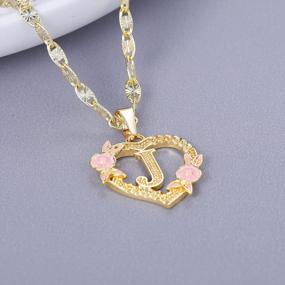 img 3 attached to Персонализированное ожерелье в виде сердца для женщин: подвеска Qitian Initial с золотой буквой AZ - идеальный подарок для девочек