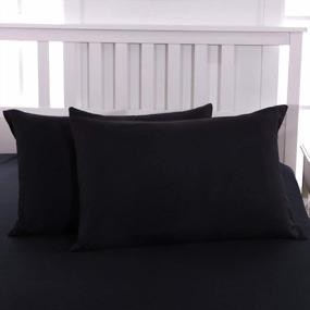 img 1 attached to 4-Piece Queen Pillow Protector Set - Super Soft & Durable Double Brushed Microfiber 1800 Cooling Cover In Black