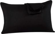 4-piece queen pillow protector set - super soft & durable double brushed microfiber 1800 cooling cover in black logo