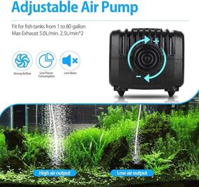 img 2 attached to 🐠 Ultra Silent Aquarium Air Pump with Dual Outlet & Adjustable Valve - For Up to 80 Gallon Tank