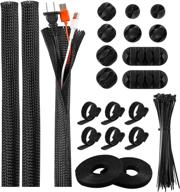 134-piece cable management kit: self-adhesive cable clips, cable ties, and sleeve cover with velcro - fastening wire ties for car, pc, computer, tv, office, and home logo