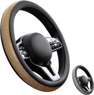 vhob diamond steering wheel cover: bling rhinestone protector for women, 15 inch anti-slip car wheel cover in black and gold логотип