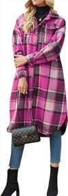 img 1 attached to Women'S Wool Blend Plaid Shacket Jacket - Hixiaohe Casual Button Down Coat