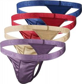 img 4 attached to Silky Smooth And Sexy: Multi-Pack Satin Sport Thongs For Men
