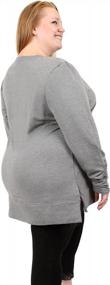 img 1 attached to Women'S Undersummers By CarrieRae Grey Tunic Sweatshirt, Long Sleeves, Loose Round Neck Casual T-Shirt Top