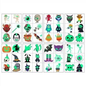 img 3 attached to 192Pcs Assorted Halloween Tattoos For Kids - 48 Glow In The Dark Designs | Trick Or Treat Favors & Candy Bag Gifts