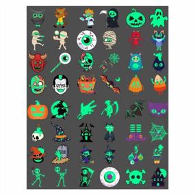 img 4 attached to 192Pcs Assorted Halloween Tattoos For Kids - 48 Glow In The Dark Designs | Trick Or Treat Favors & Candy Bag Gifts