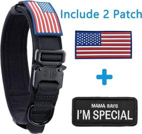 img 3 attached to 🐾 Tactical Dog Collar with USA Flag - Military-Grade Thick Dog Collar with Handle - Heavy-Duty K9 Collar Adjustable Metal Buckle for Medium Large Dogs, Chew-Proof Design, 2 Patches Included