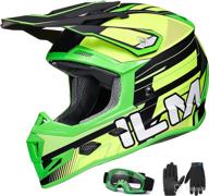 ilm kids dirt bike helmets atv motocross motorcycle off-road dirtbike full face dot four wheeler helmet combo gloves goggles for boys girls model h613 (fluorescent logo